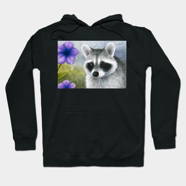 Raccoon 20 Purple Flower Hoodie by artbylucie